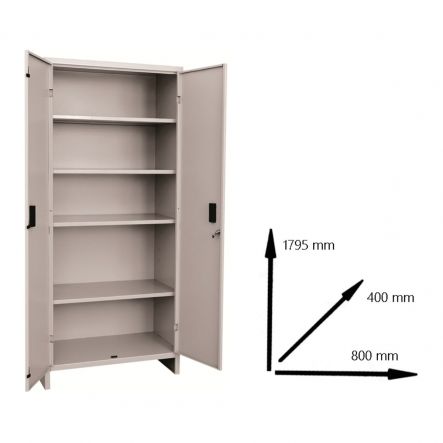 Armadio Con Ripiani L80xp40xh179cm In Metallo Colore Grigio